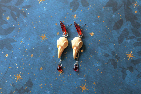 Witch doctor plague mask earrings