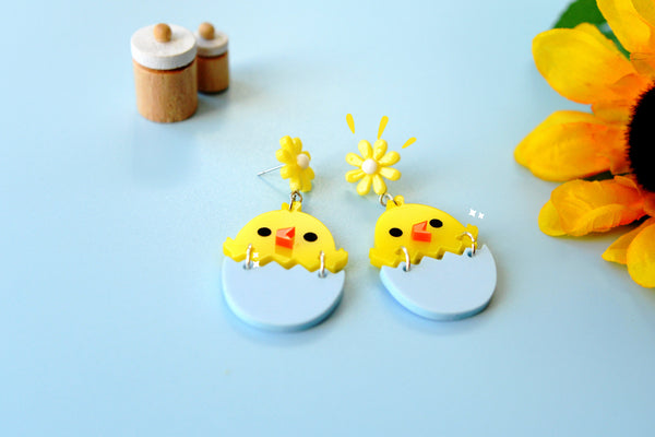 Hatching chick earrings