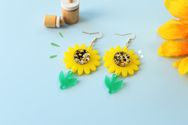 Sunflower dangle earrings