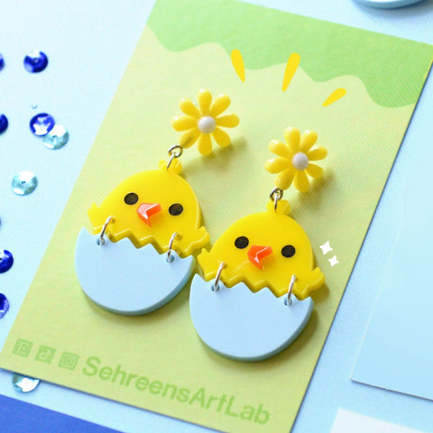 Hatching chick earrings