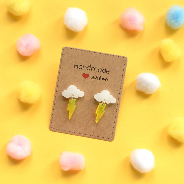 Cloud and thunder earrings