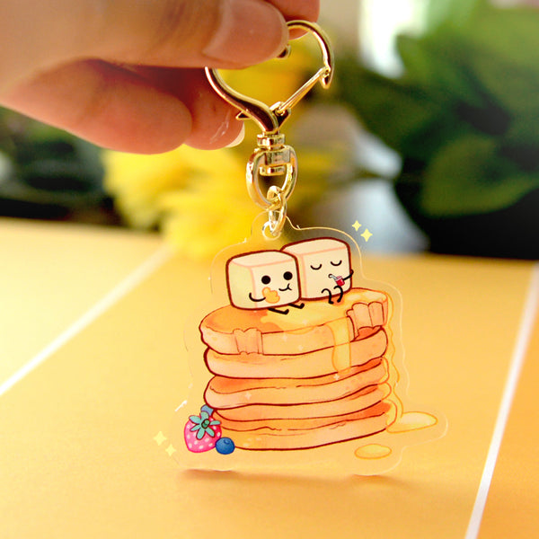 Sugar cubes with pancakes acrylic keychain