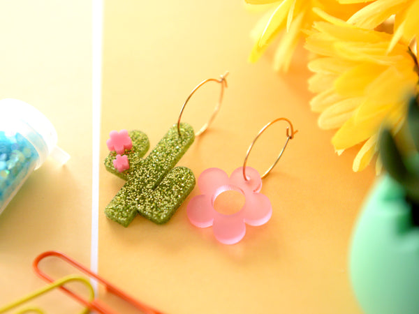 Cactus flower earrings