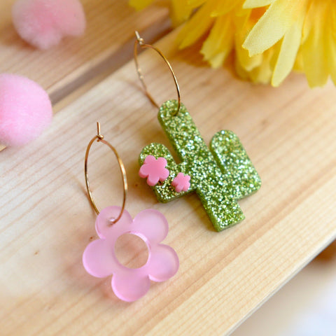 Cactus flower earrings
