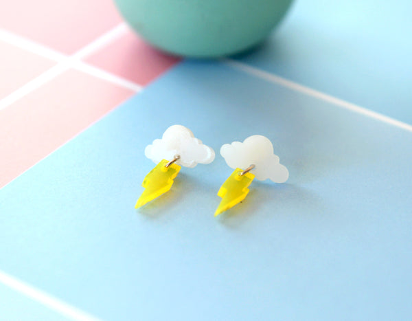 Cloud and thunder earrings
